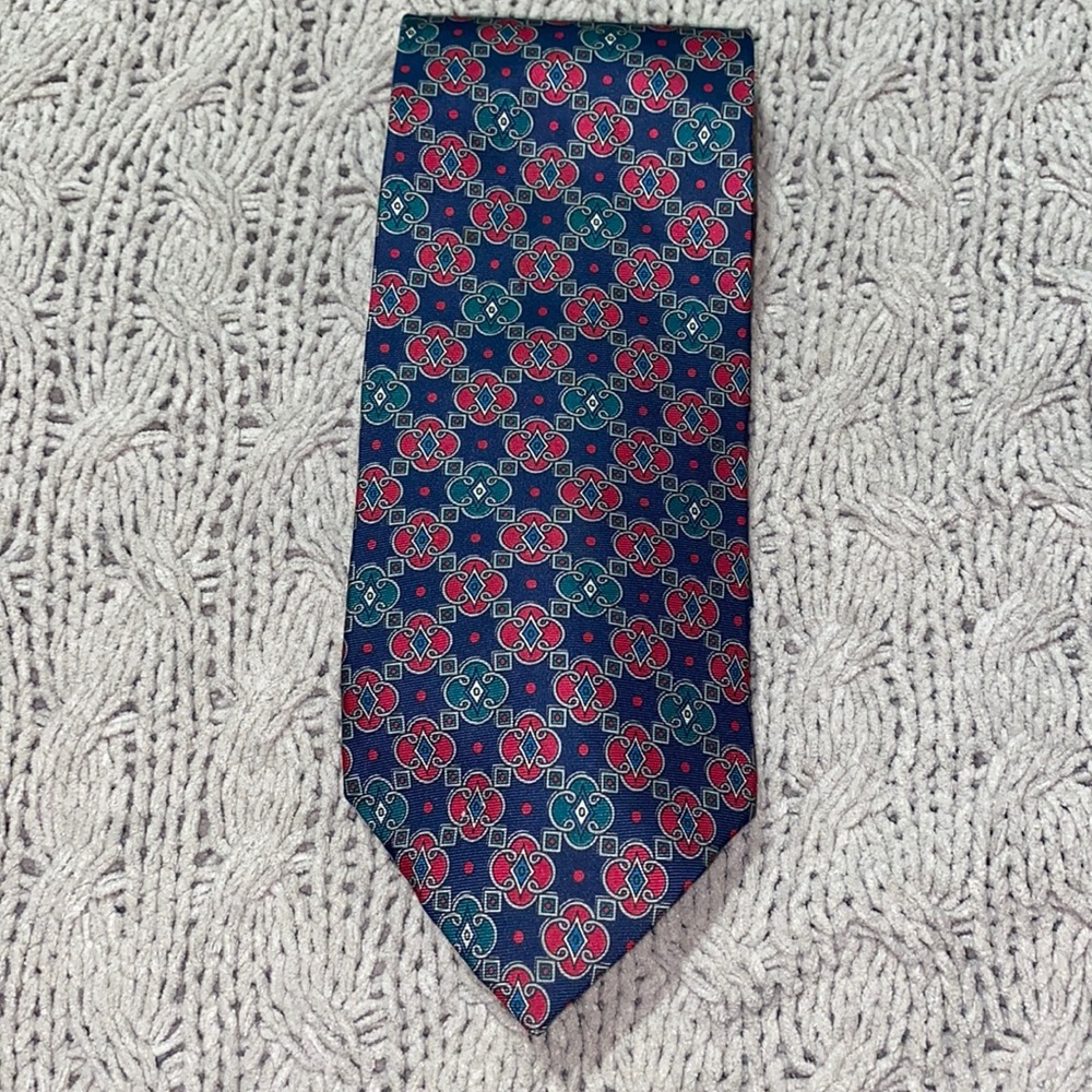 Christian Dior Men’s Tie (Navy Blue/Red/Green)